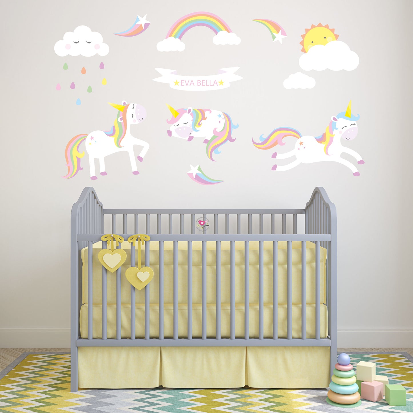 Unicorns and Rainbows Wall Decals Personalised