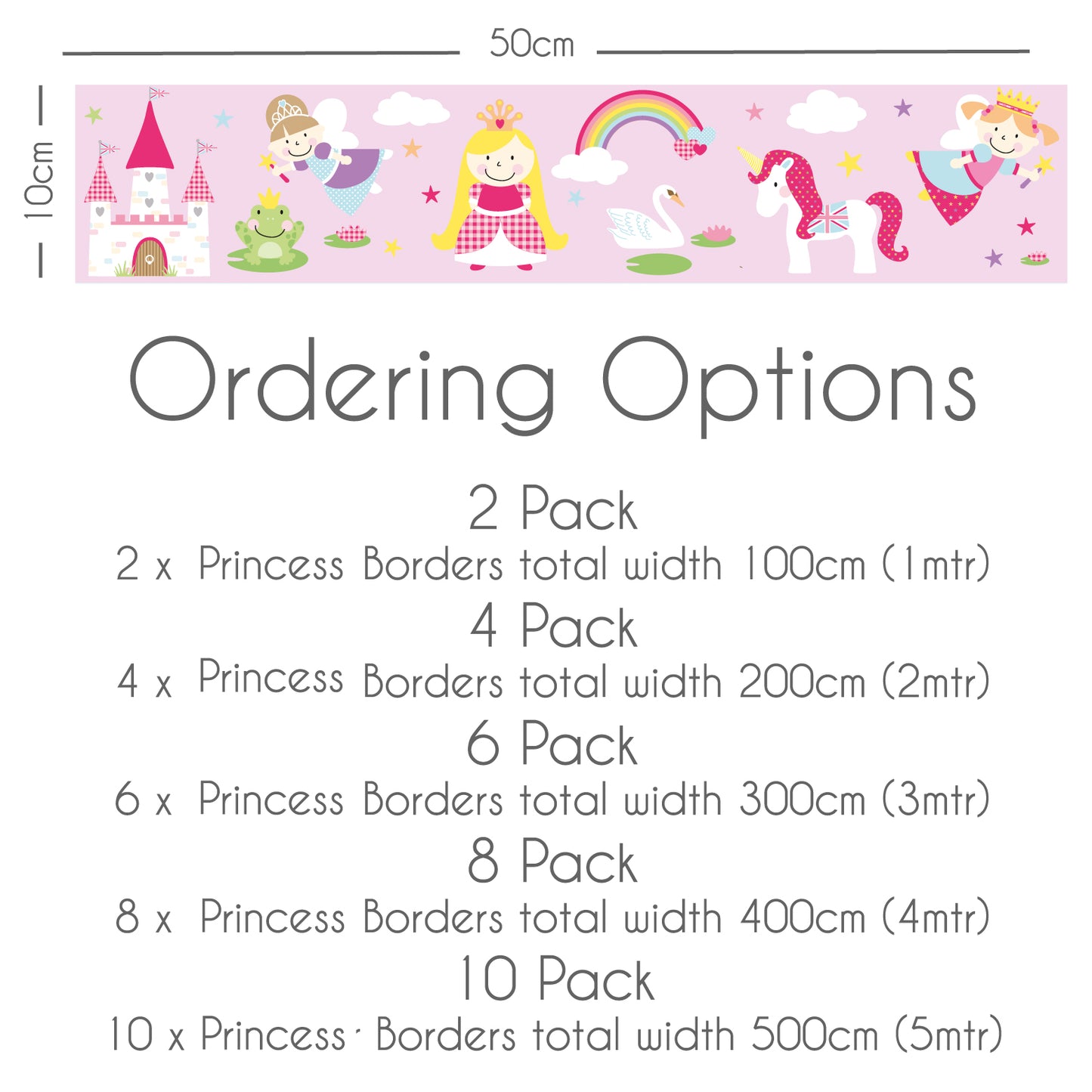 Fairy Princess Themed Wall Sticker Border