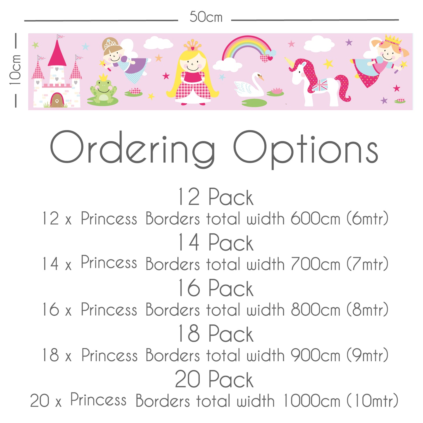 Fairy Princess Themed Wall Sticker Border