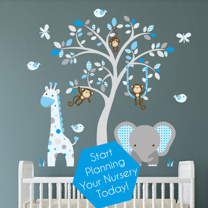 Wall Decals Elephant Baby Decor Jungle Animal Wall Stickers Baby
