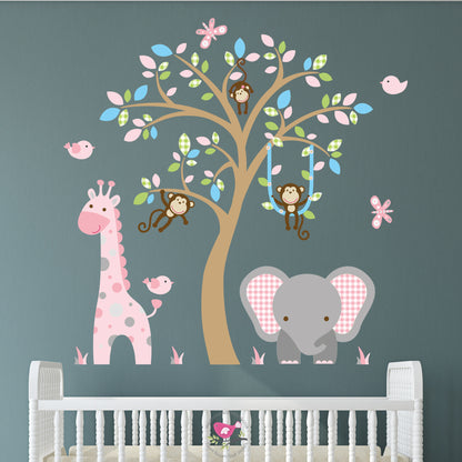 Wall Stickers for Baby Girls Jungle Themed Nursery Elephant and