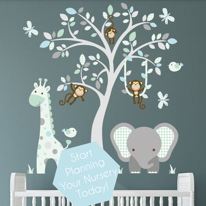 Elephant and Giraffe Jungle Wall Stickers