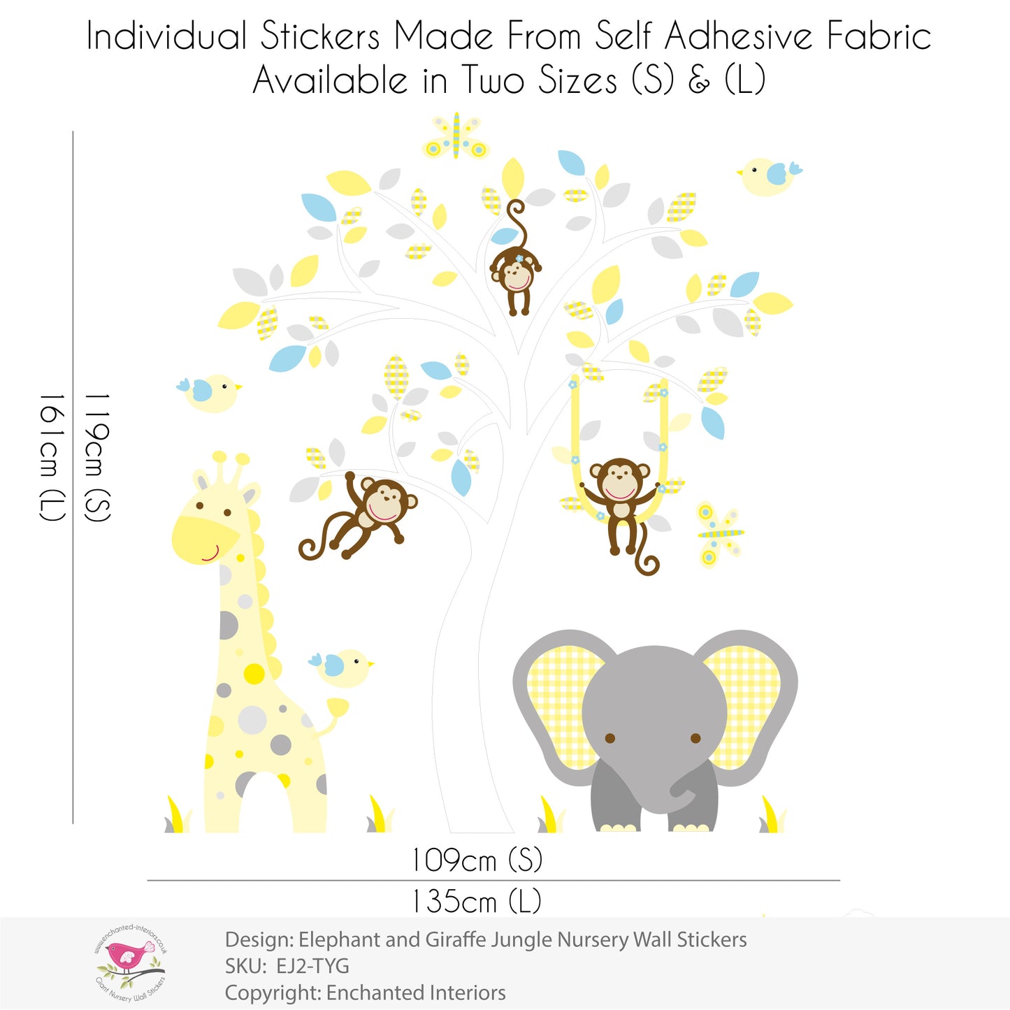 Elephant and Giraffe Safari Wall Stickers