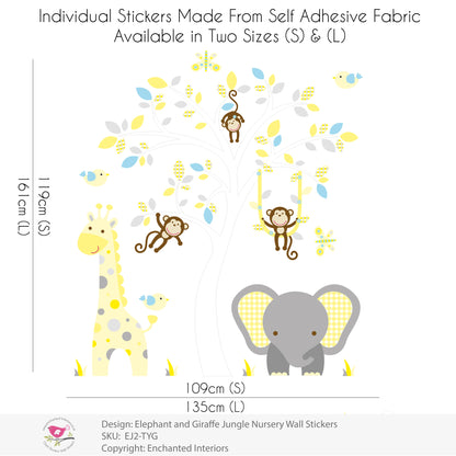 Elephant and Giraffe Safari Wall Stickers