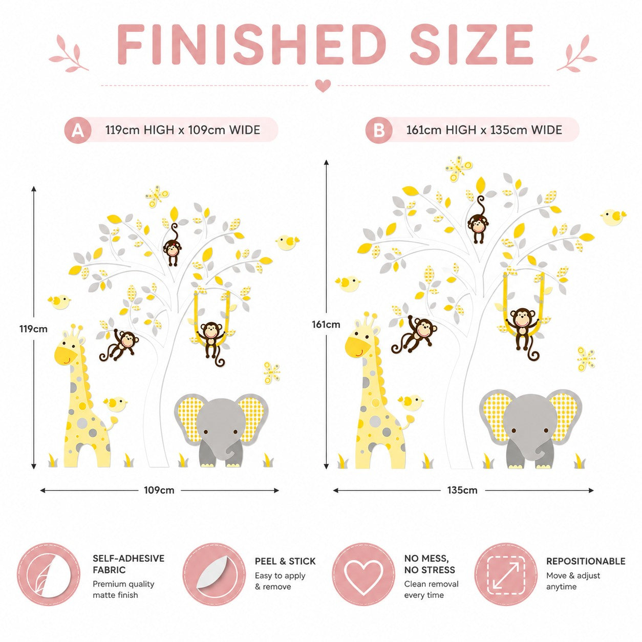 Elephant and Giraffe Yellow and Grey Jungle Nursery
