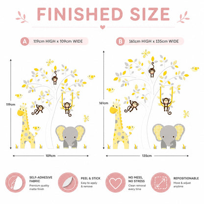 Elephant and Giraffe Yellow and Grey Jungle Nursery