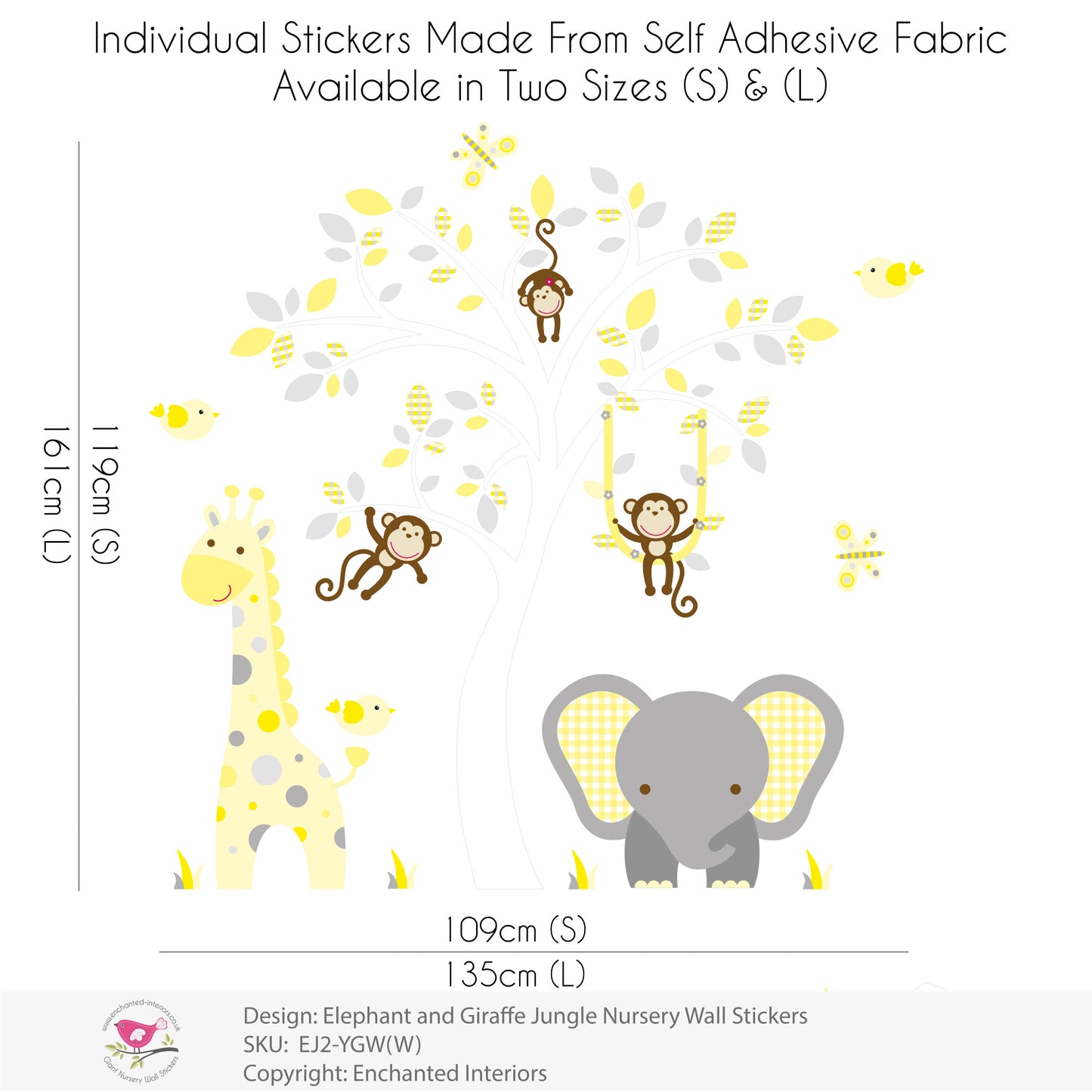 Elephant and Giraffe Yellow and Grey Jungle Nursery