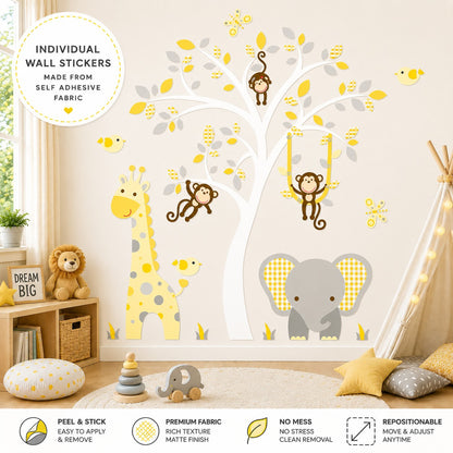Elephant and Giraffe Yellow and Grey Jungle Nursery