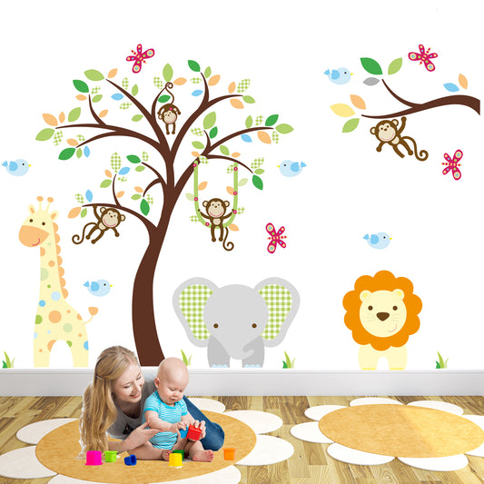 Jungle Tree and Monkey Branch Wall Stickers