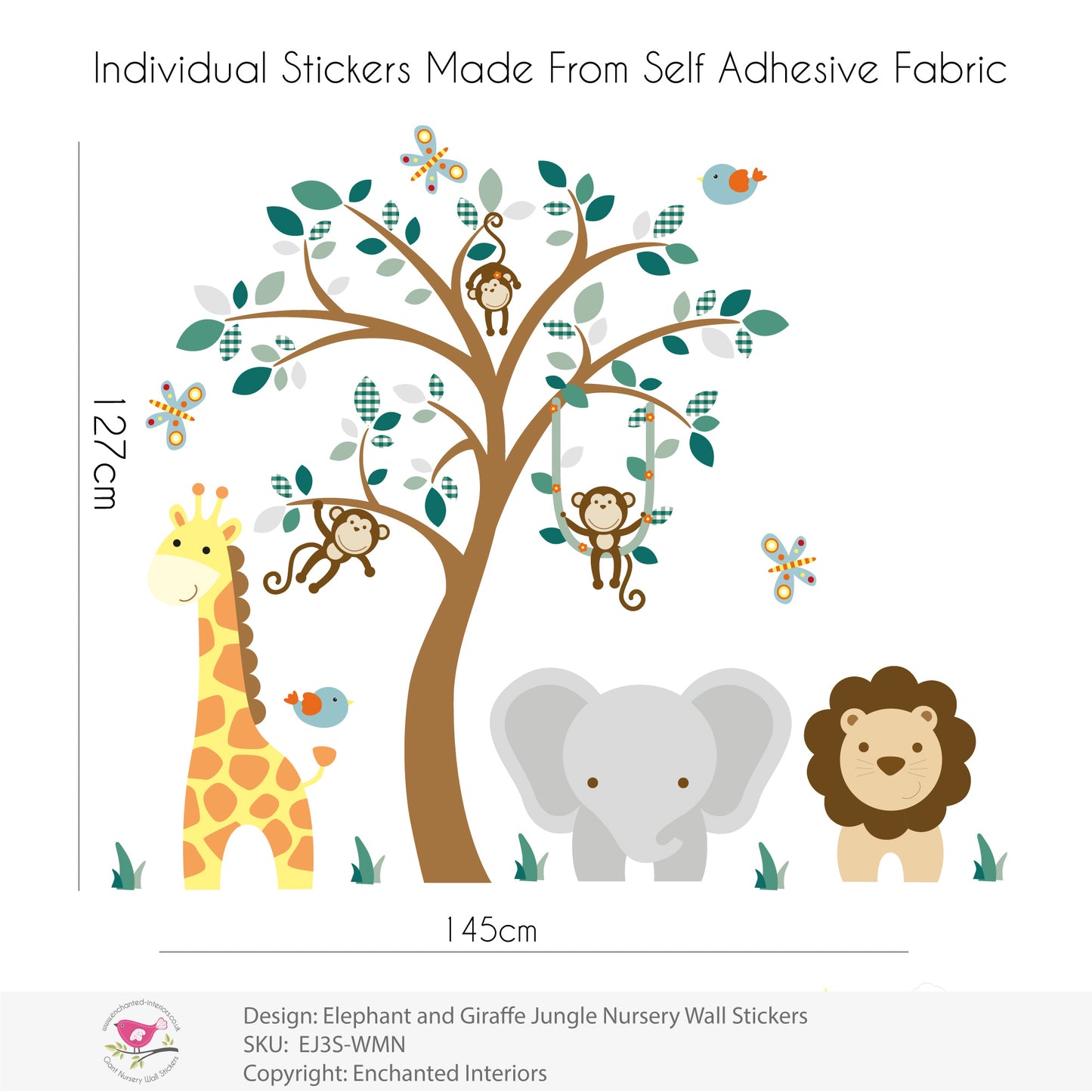 Elephant, Giraffe & Lion Jungle Wall Stickers