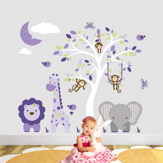 Jungle Wall Stickers with Sleeping Moon