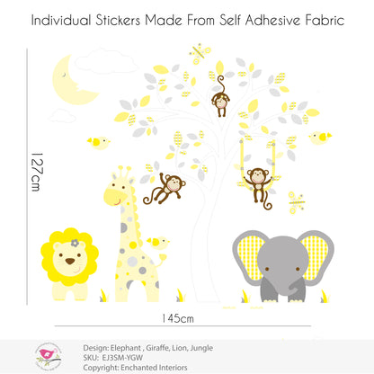 Jungle Wall Stickers Yellow and Grey