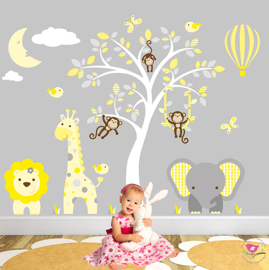 Jungle Wall Stickers, Yellow and Grey Nursery
