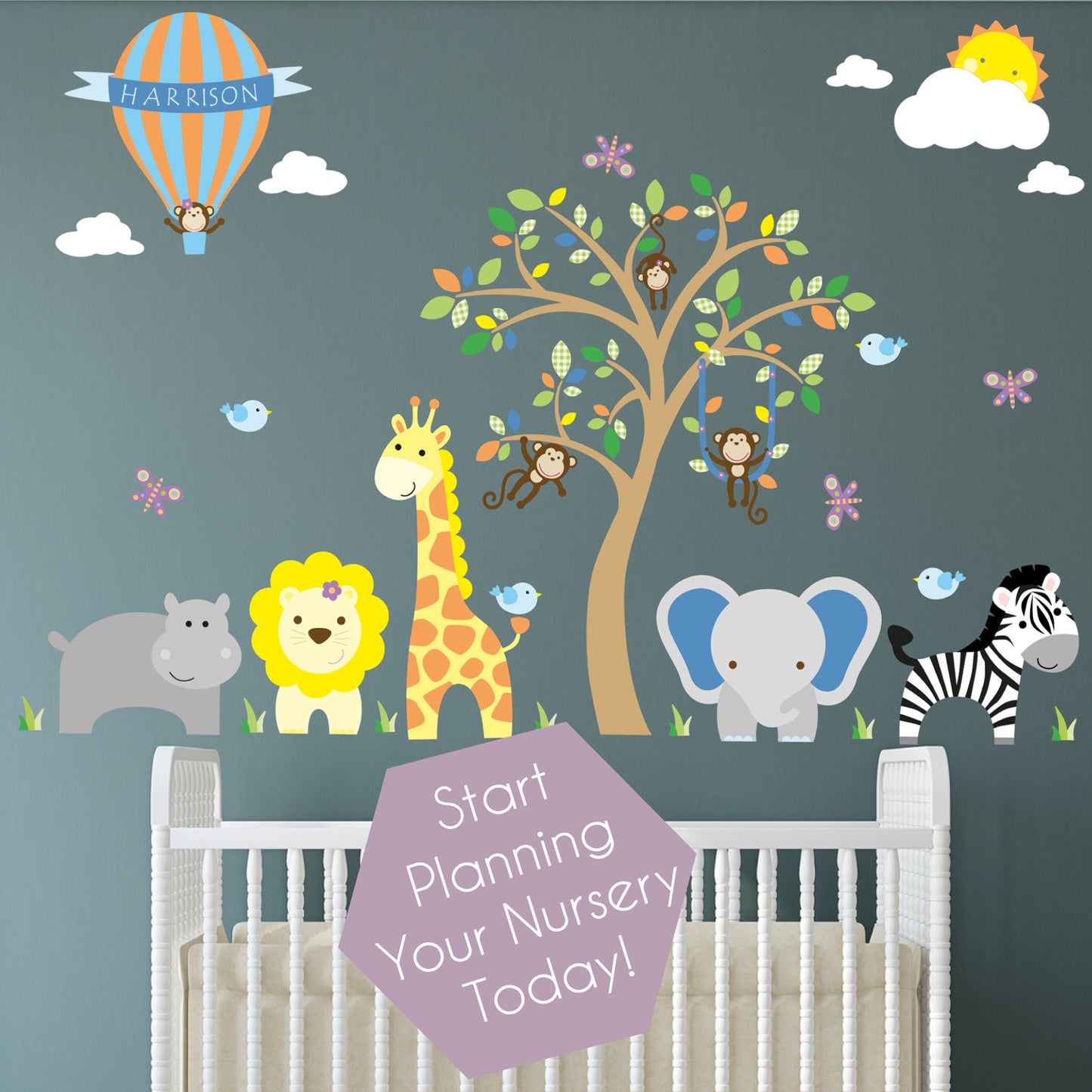 Personalised Jungle Nursery Wall Stickers