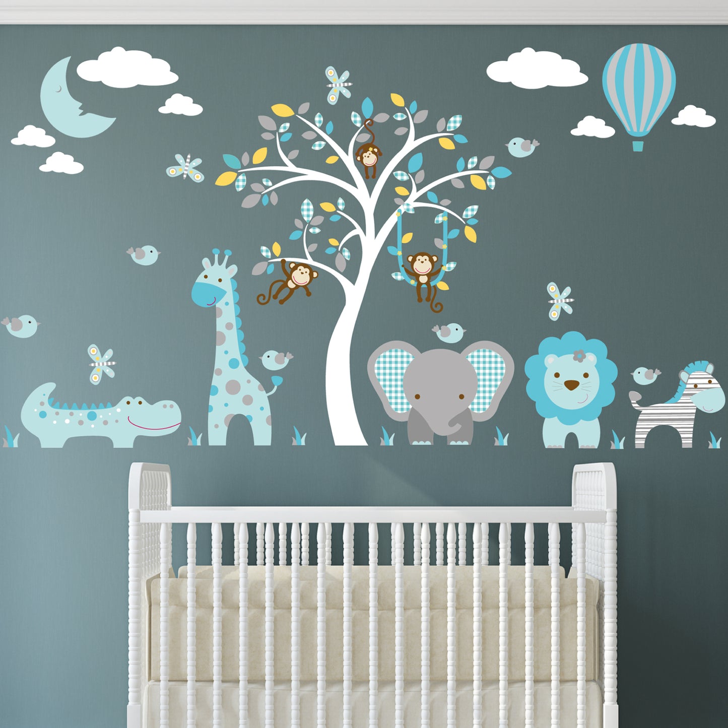 Jungle Animals and Monkey Tree Nursery Wall Stickers