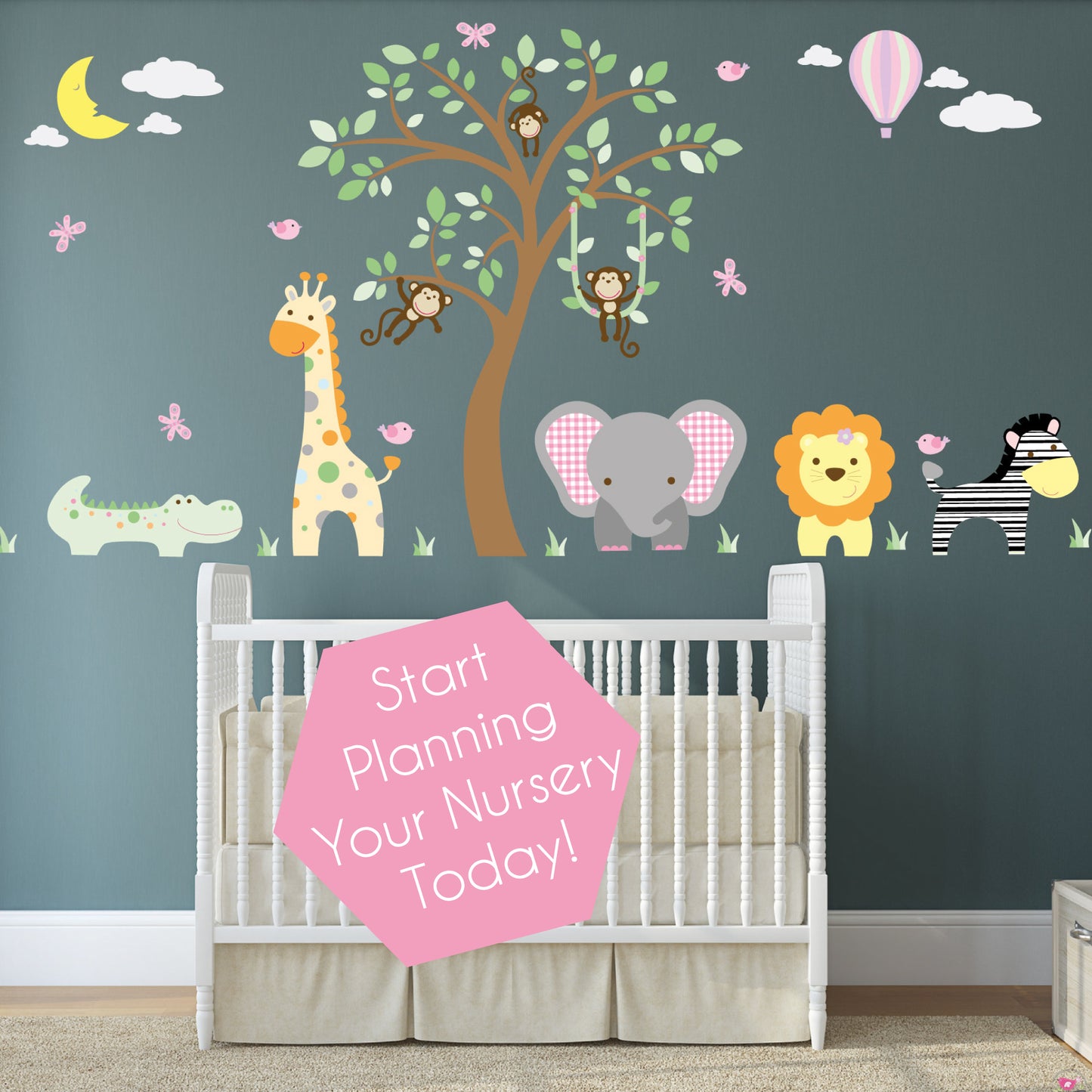 Jungle Animal Pastel Nursery Wall Stickers