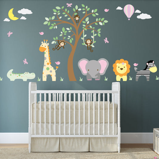 Jungle Animal Pastel Nursery Wall Stickers