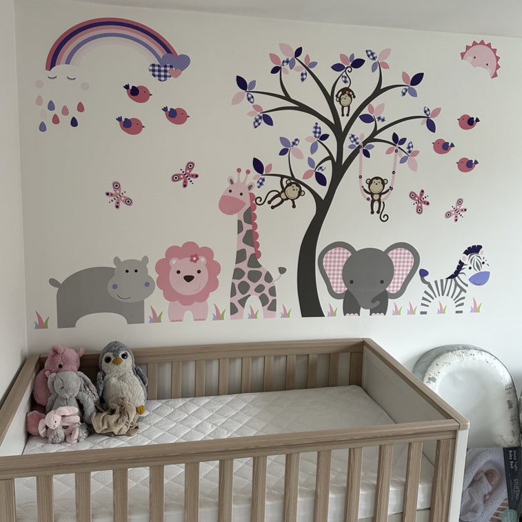 Baby Girls Jungle Wall Stickers, Rainbow and Sunshine