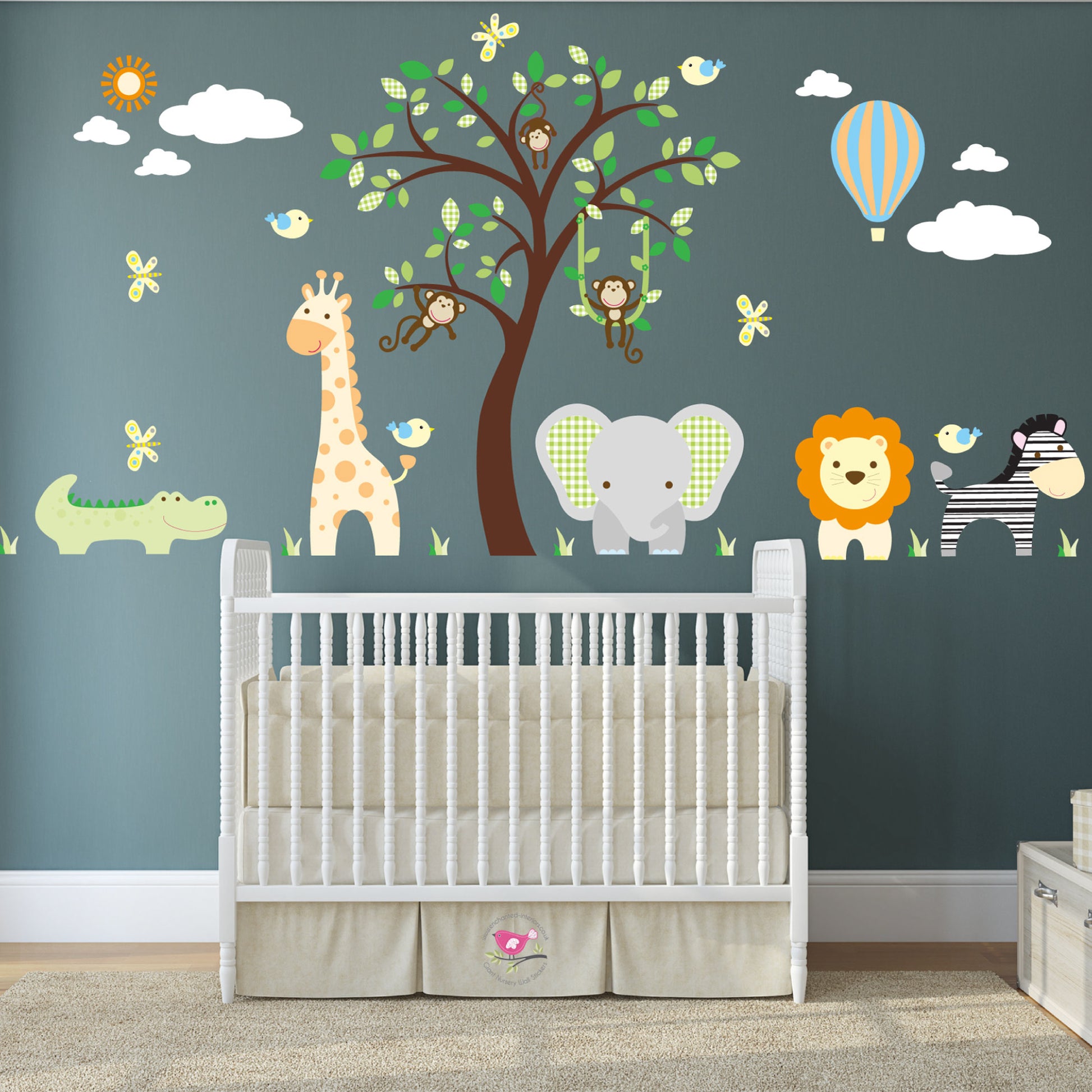 Jungle Animal Nursery Wall Decal Gender Neutral Theme – Enchanted