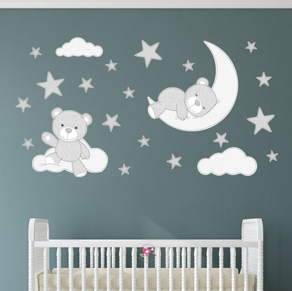Teddy Bear Wall Stickers Grey