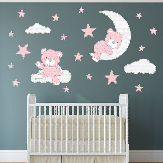 Teddy Bear Wall Stickers Pink