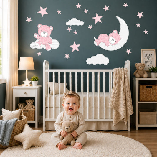 Teddy Bear Wall Stickers Pink