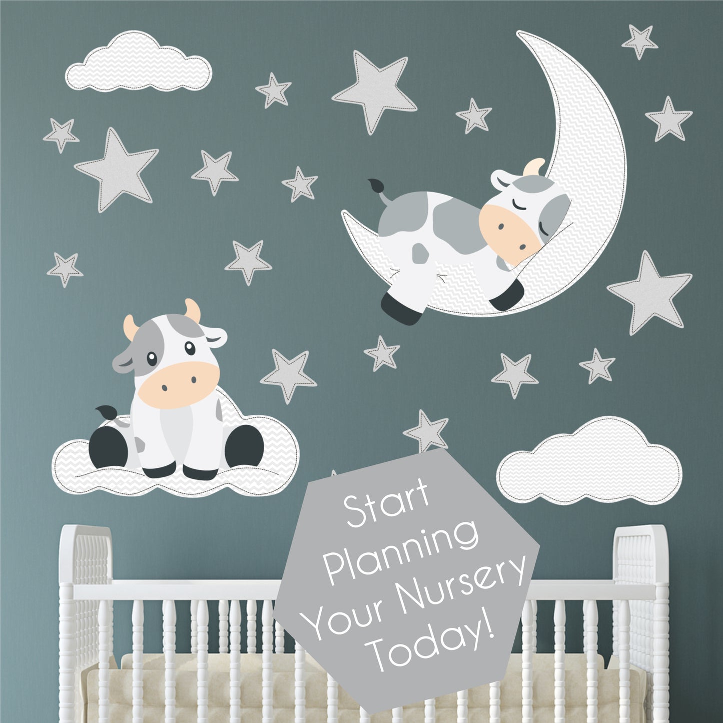 Cow and Moon Wall Stickers
