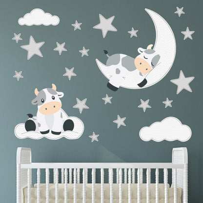 Cow and Moon Wall Stickers