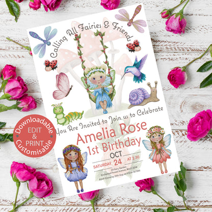 Fairy Swing Party Invite - Downloadable