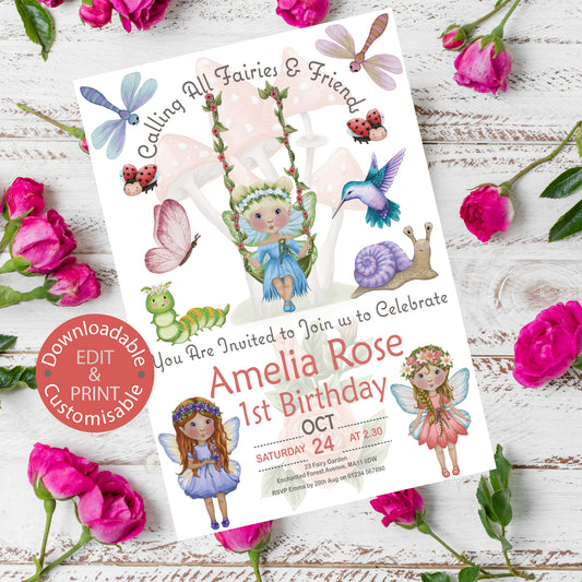 Fairy Swing Party Invite - Downloadable