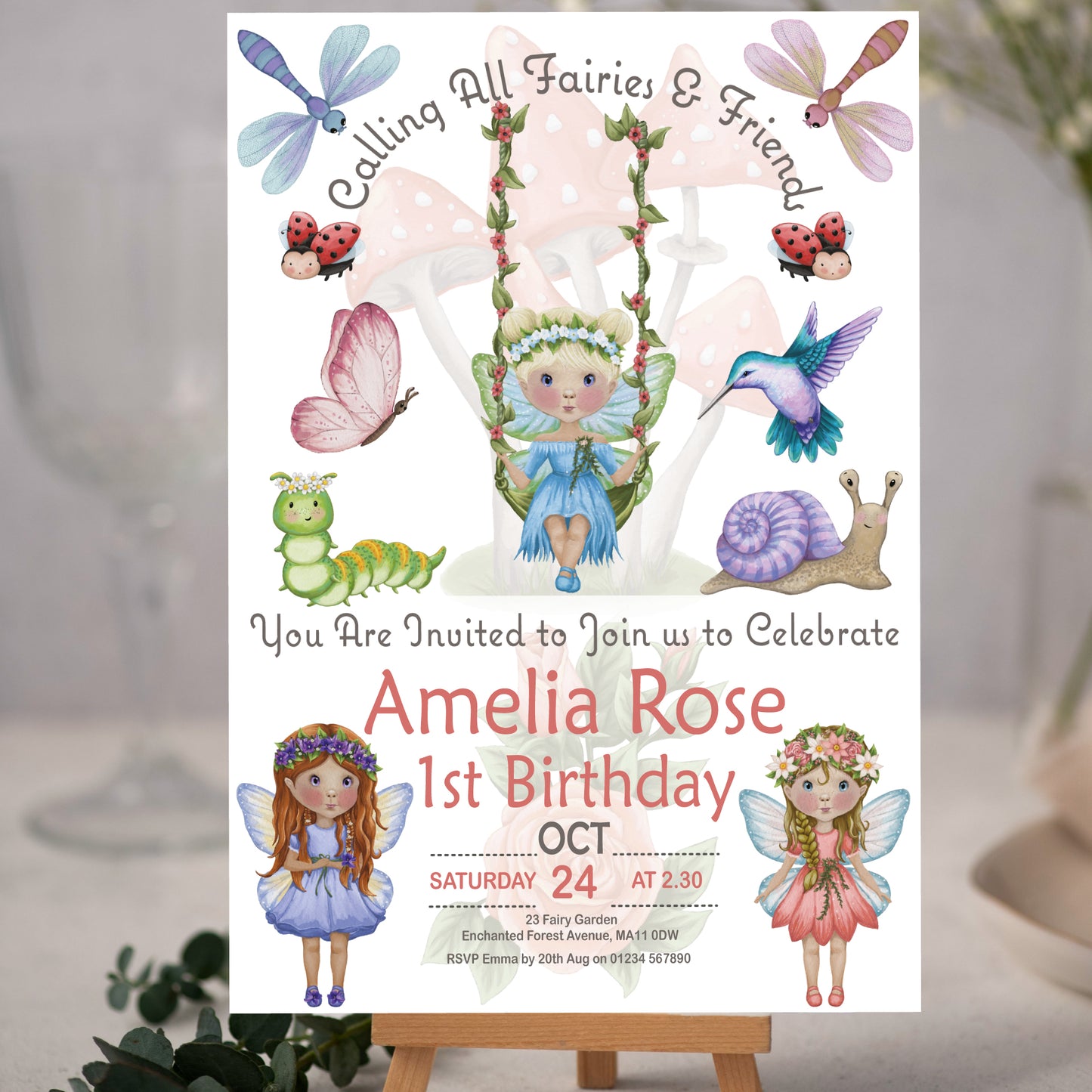 Fairy Swing Party Invite - Downloadable