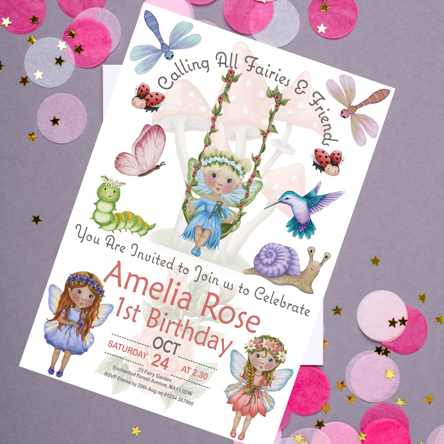 Fairy Swing Party Invite - Downloadable