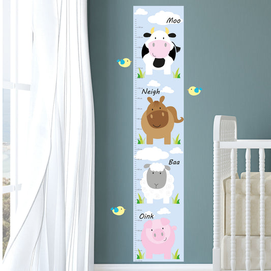 Farm Animal Kids Growth Chart Wall Sticker