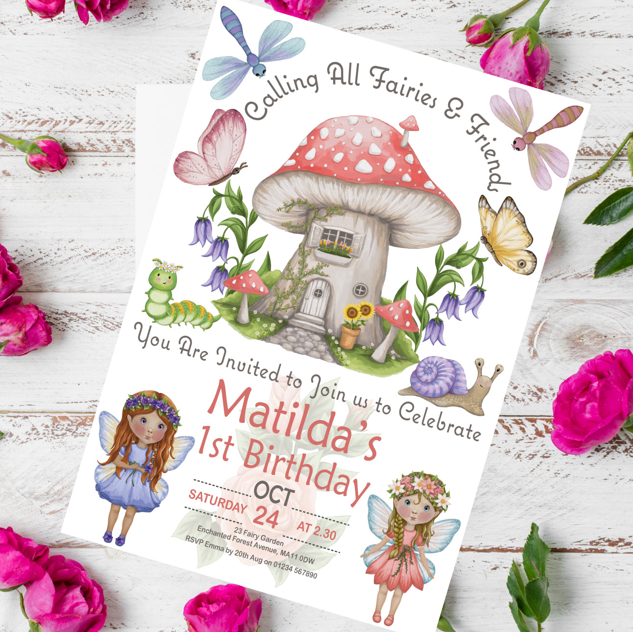 Fairy's & Friends Birthday Invitation - Downloadable