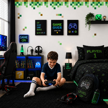 Pixel Border & Letters Wall Stickers