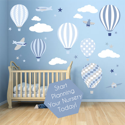 Hot Air Balloon Wall Stickers Baby Boys Nursery