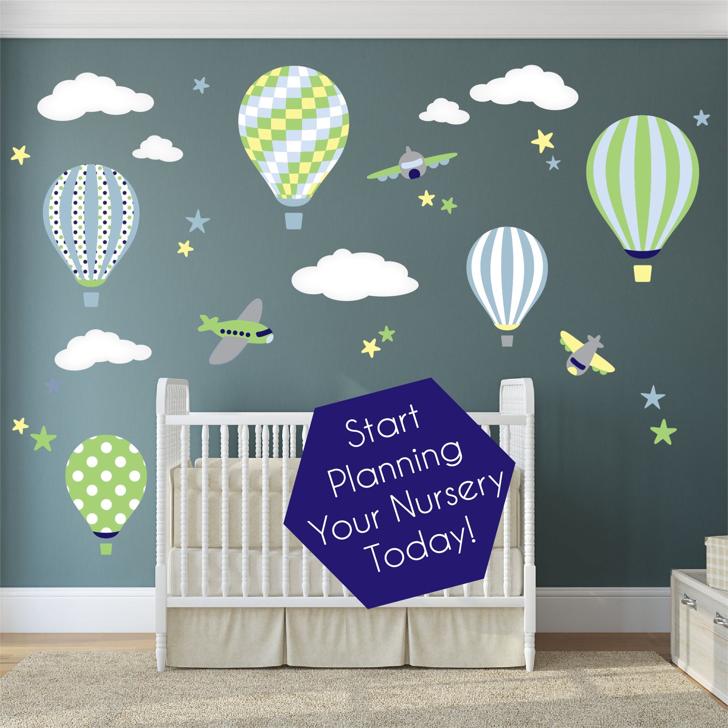 Hot Air Balloon Wall Stickers Baby Boys Nursery