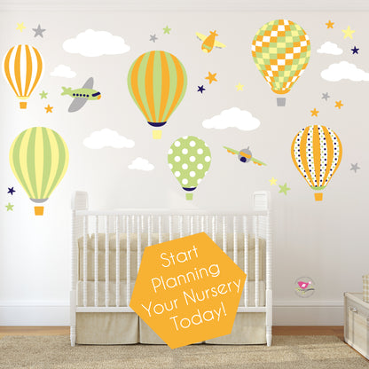 Hot Air Balloon & Planes Nursery Wall Stickers