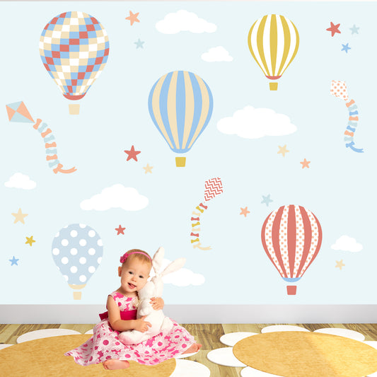 Hot Air Balloons and Kites Nursery Wall Stickers