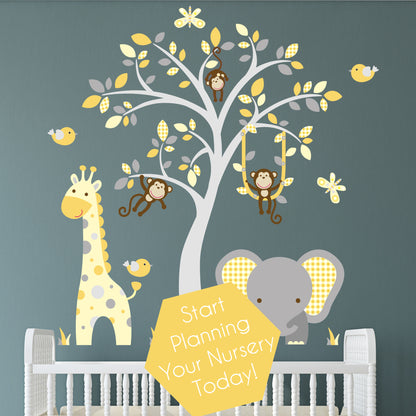 Elephant and Giraffe Mustard, Yellow & Grey Nursery