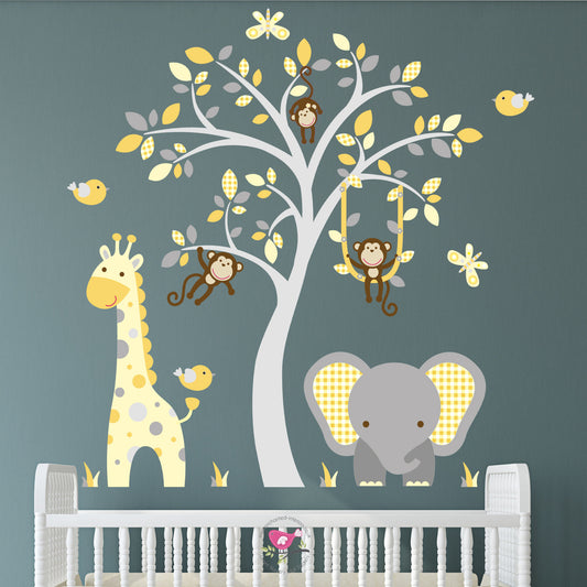 Elephant and Giraffe Mustard, Yellow & Grey Nursery