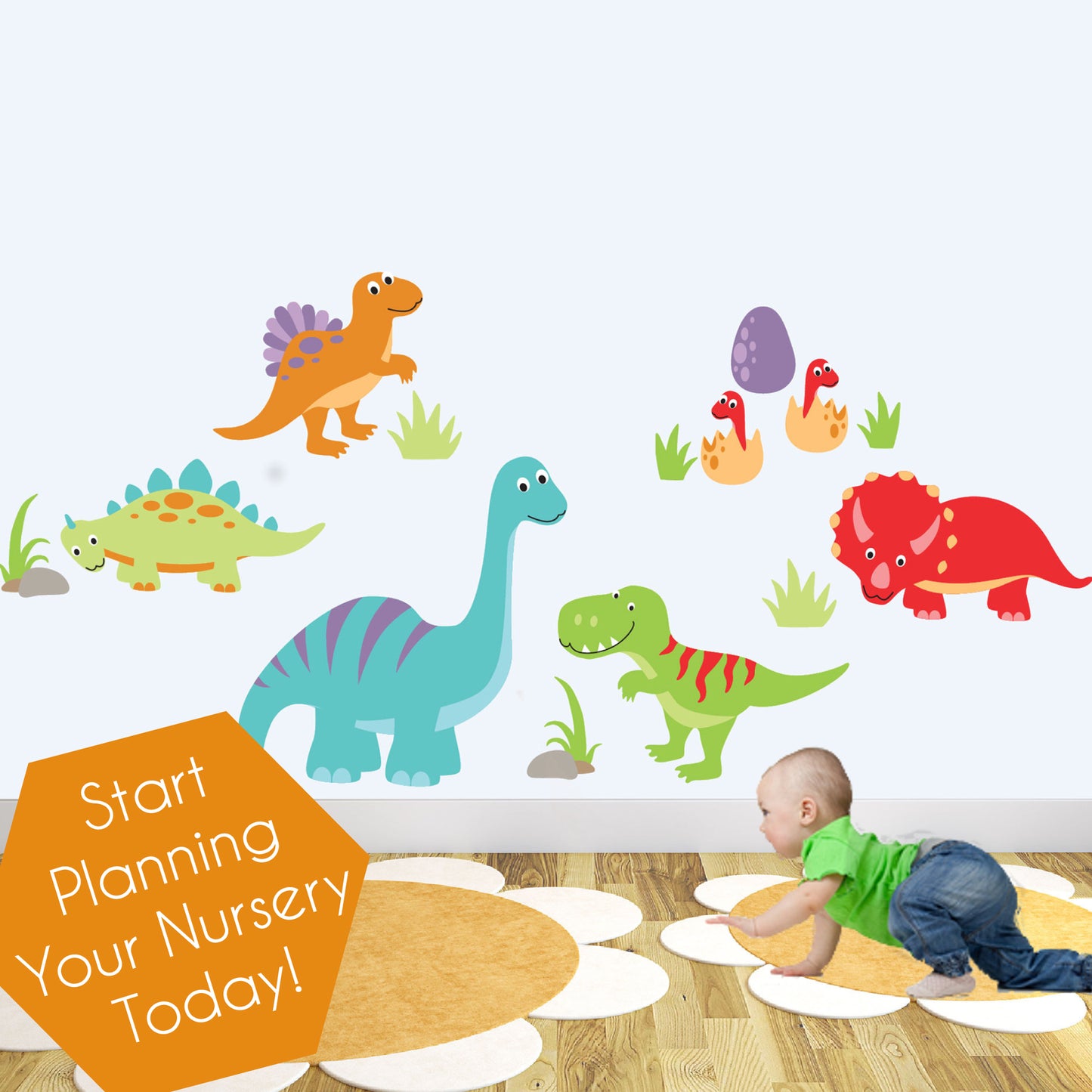 Large Dinosaurs Nursery Wall Stickers