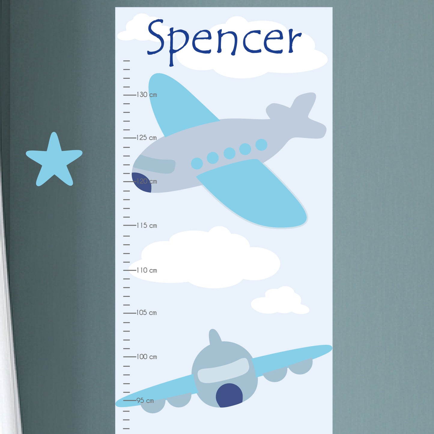 Boys Aeroplane Growth Chart Wall Sticker