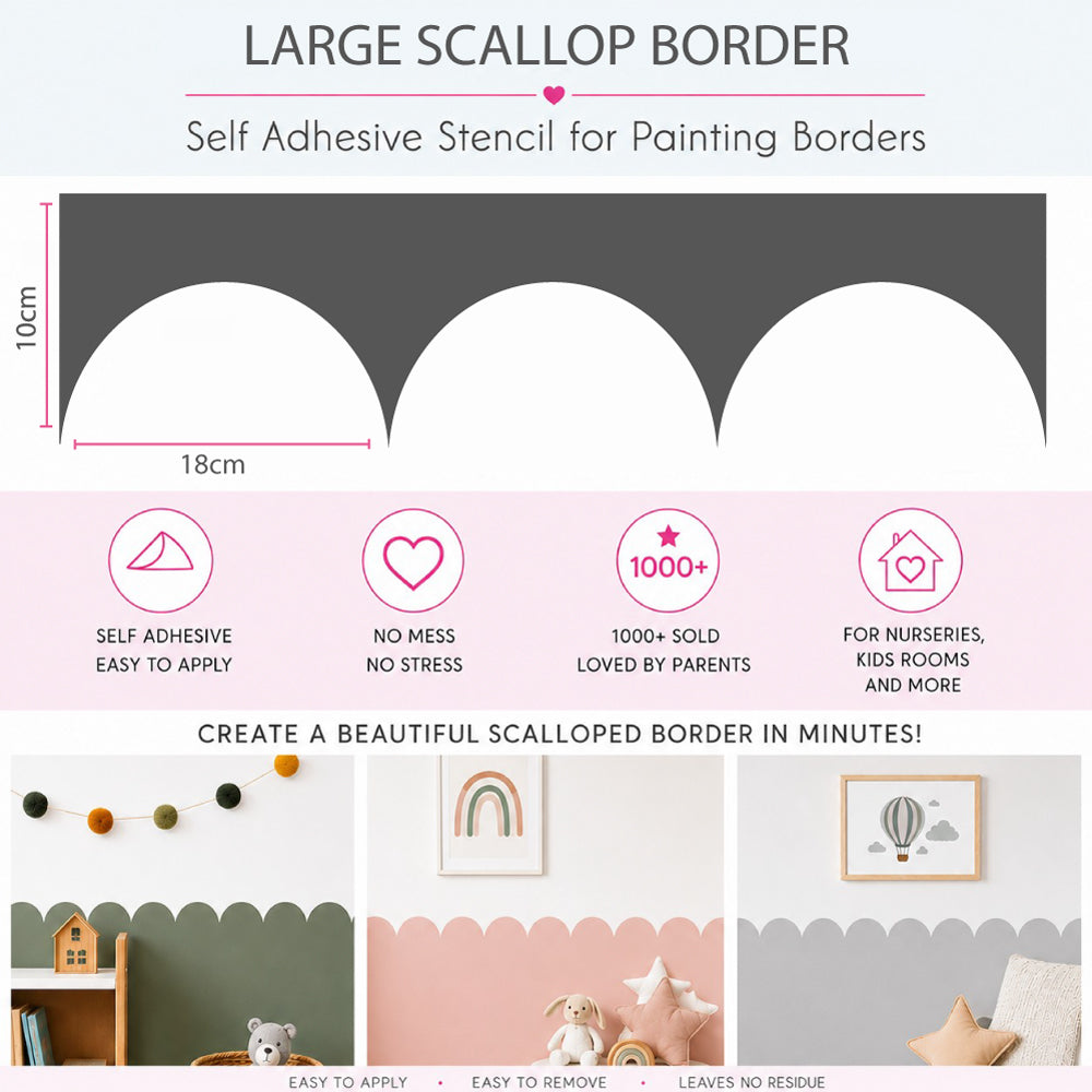 Large Scallop Arch Wall Stencil for Painting Borders