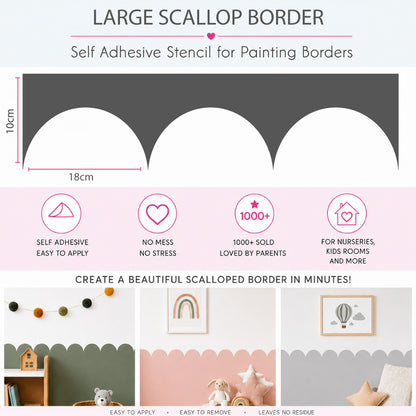Large Scallop Arch Wall Stencil for Painting Borders