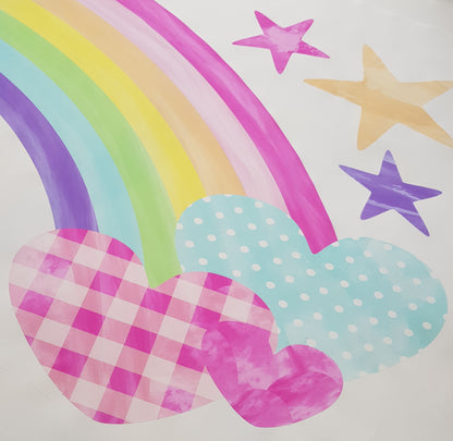 Rainbow, Heart & Stars Water Colour Wall Sticker