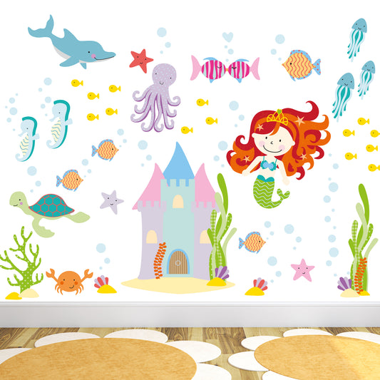 Large Mermaid Wall Stickers for Girls Nursery