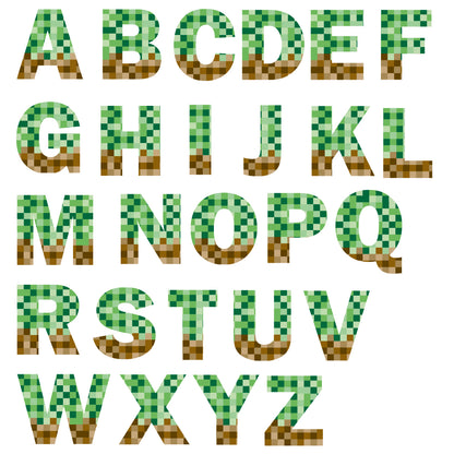 Pixel Border & Letters Wall Stickers