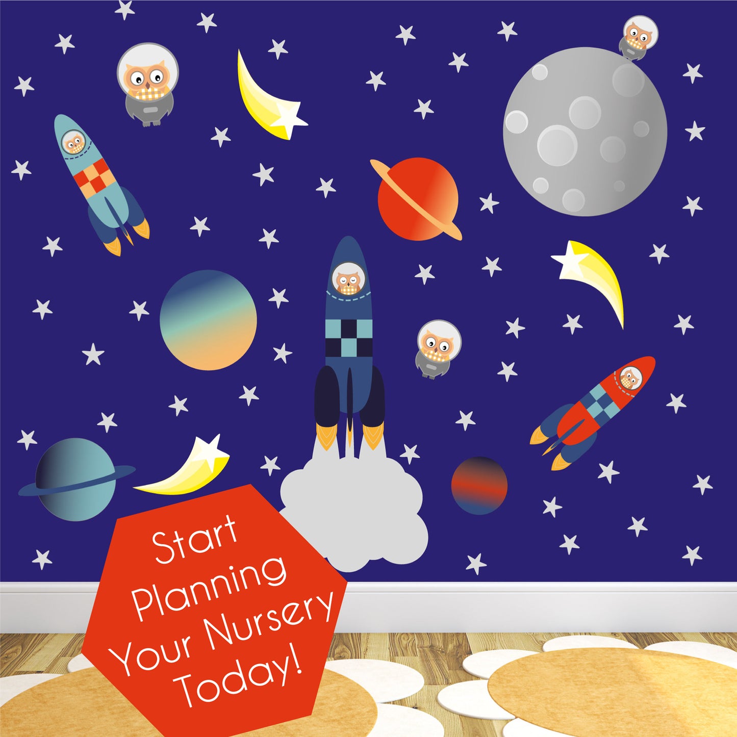 Space Wall Stickers for Baby's Nursery Room