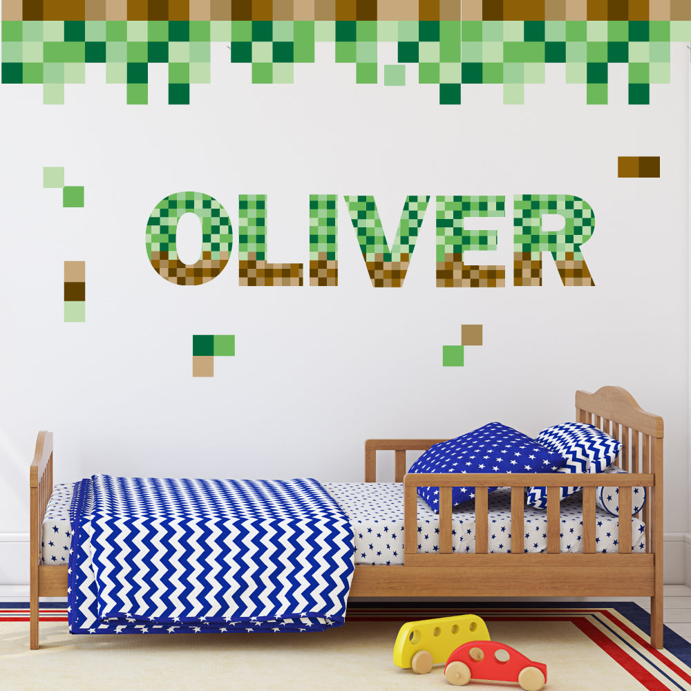 Pixel Border & Letters Wall Stickers